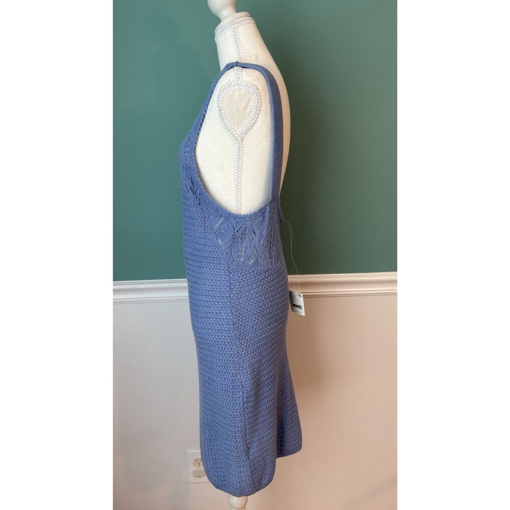 Free People Beach Coastal Open Knit Low Back Cover Up Dress Blue NWT M - Picture 3 of 12